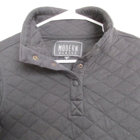 Modern Canvas Sweater Jacket‎ Women Small Black Long Sleeve Pullover Shirt Coat - Picture 2 of 5